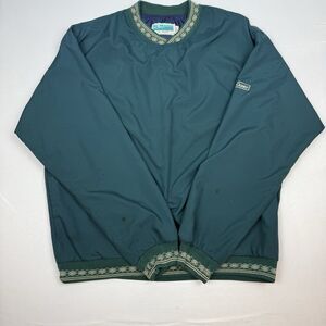 Vintage St. Martin Turfer Windbreaker Pullover Men's Large Green V-Neck Golf USA